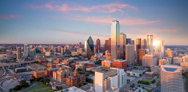Dallas skyline at sunset