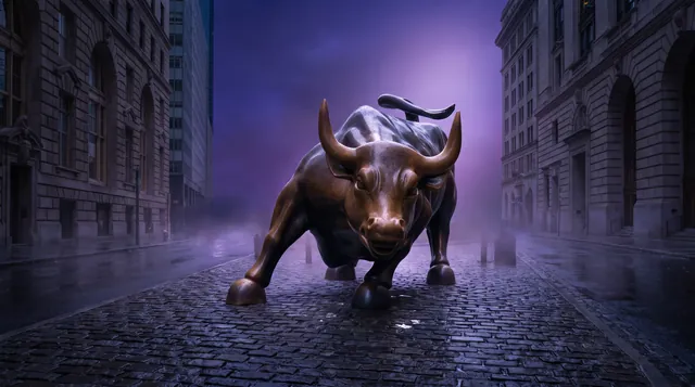 Bronze bull illustration on a cobblestone street for Andrew Hillman's public markets notes